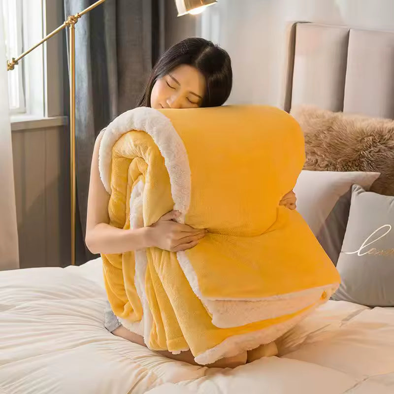 Wool Throw Blanket Keep Warm Winter Yellow