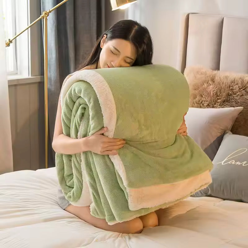 Wool Throw Blanket Keep Warm Winter MACHA